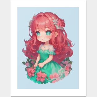 Mermaid Girl with Roses Posters and Art